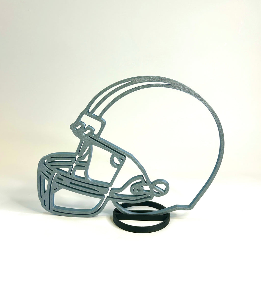Silver Football helmet used in team banquet centerpiece display