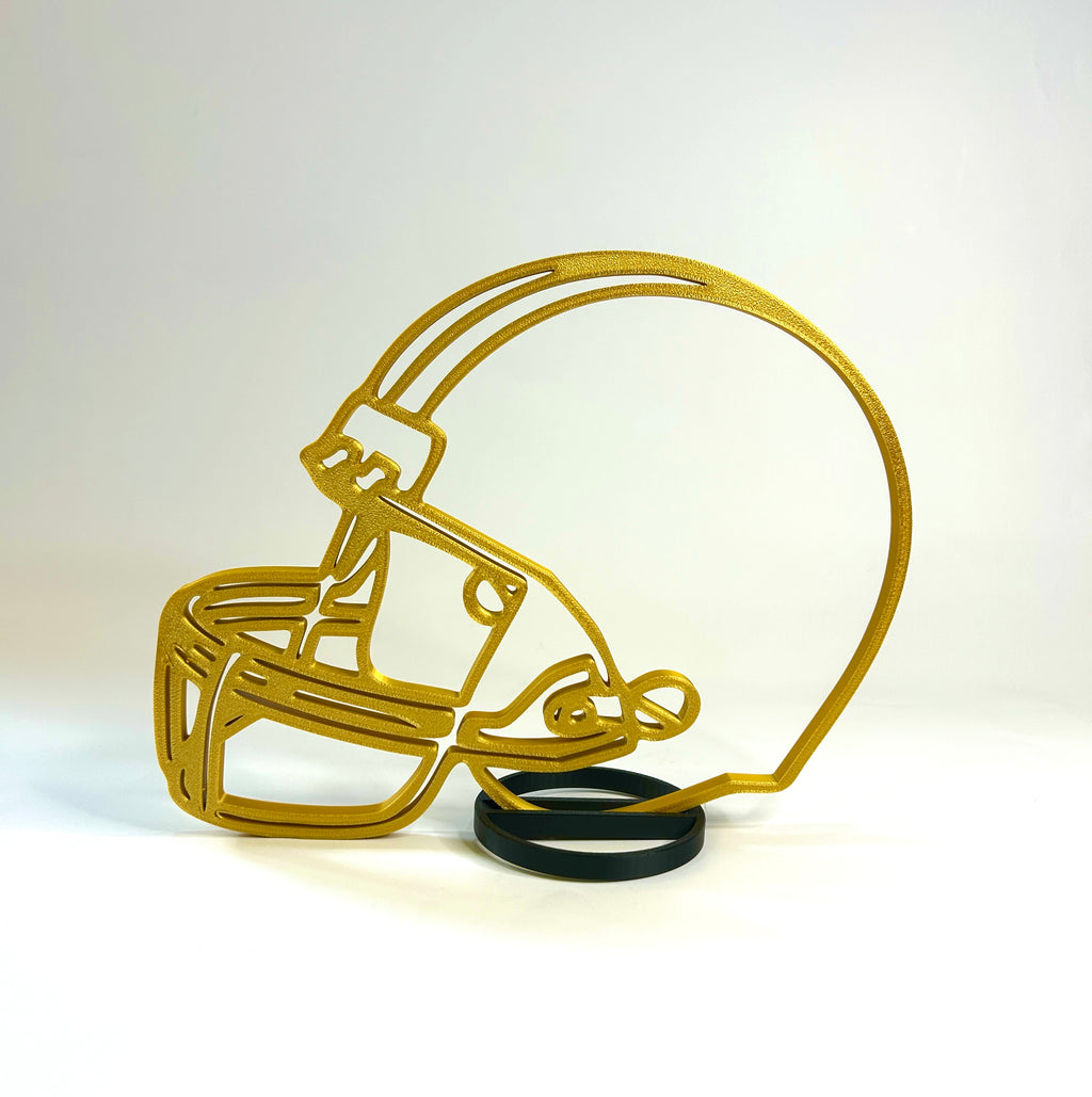 Gold Football helmet used in team banquet centerpiece display